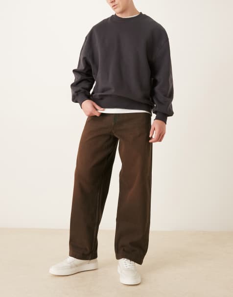 Vaqueros marrón lavado de corte recto suelto de ASOS DESIGN - view 1