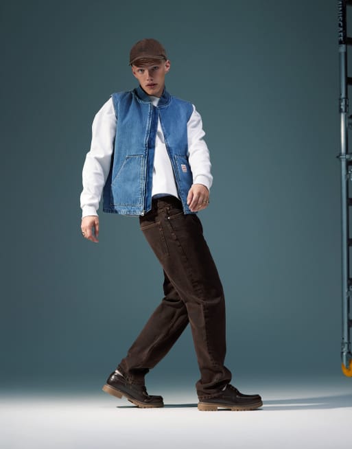 Vaqueros marrón lavado de pernera recta de ASOS DESIGN