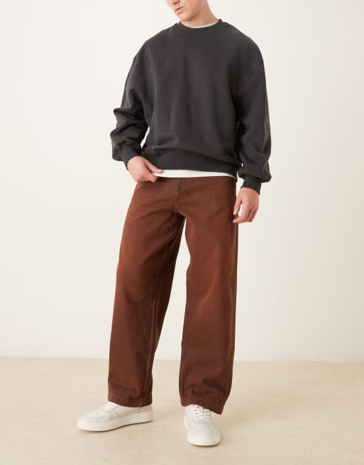 Vaqueros marrón tabaco lavado de corte recto suelto de ASOS DESIGN