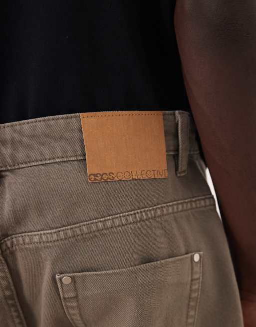 Vaqueros marrones de corte tapered slim con lavado envejecido de ASOS COLLECTIVE AC-B-251, 4 de 6