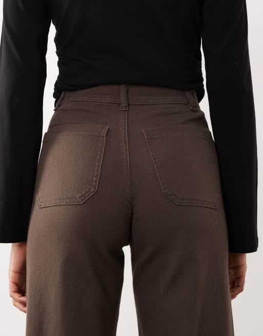 Vaqueros marrones de talle alto y pernera ancha Iris de JDY Tall, 4 de 5
