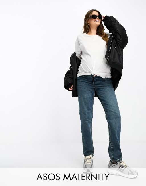 Vaqueros mom azul medio cómodos de corte slim de ASOS DESIGN Maternity