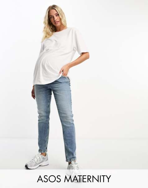Vaqueros mom azul medio cómodos de corte slim de ASOS DESIGN Maternity - view 1