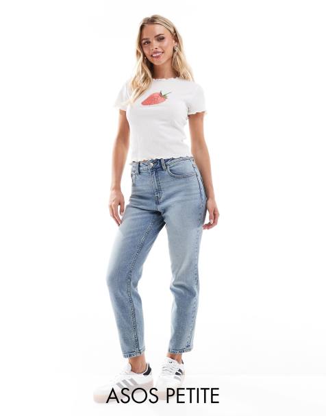 Vaqueros mom azul medio cómodos de corte slim de ASOS DESIGN Petite - view 1