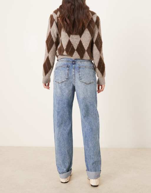 Vaqueros mom azul medio de corte holgado y talle alto de ASOS DESIGN, 3 de 5