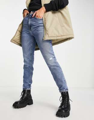 Vaqueros mom azul medio de talle alto Carrie de River Island - view 1