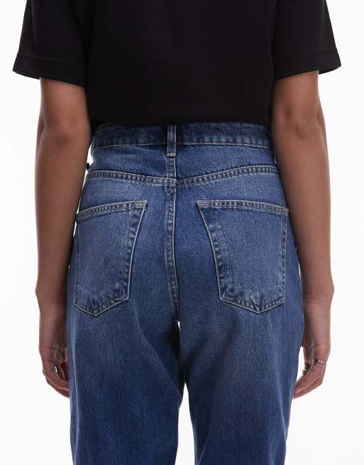 Vaqueros mom azul medio de talle alto de Topshop Tall, 4 de 5