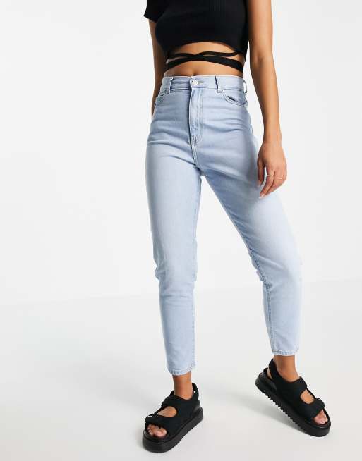 Vaqueros mom azules con lavado descolorido de talle alto Nora de Dr Denim