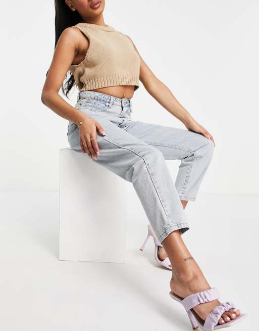 Vaqueros mom azules de talle alto Riot de Missguided Petite - MBLUE, 4 de 4
