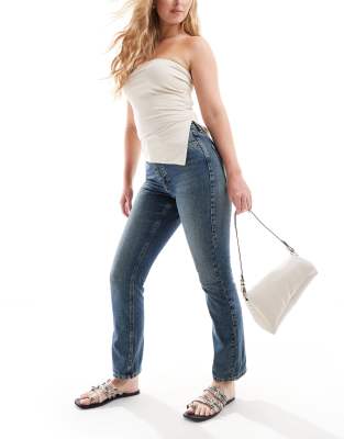 Vaqueros mom de talle alto con acabado deslucido Original de Topshop Hourglass
