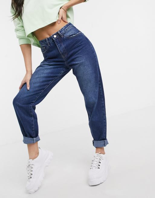 Vaqueros mom en azul de Missguided 