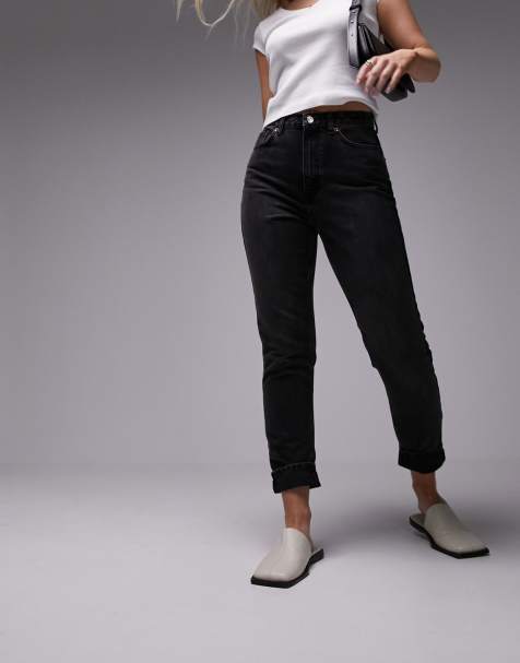Vaqueros mom negro lavado de talle alto Original de Topshop Hourglass - view 1