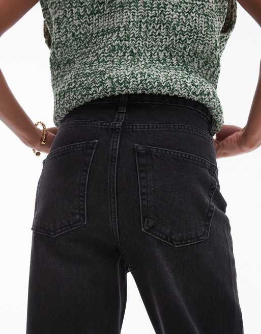 Vaqueros mom negro lavado de talle alto Original de Topshop, 4 de 5
