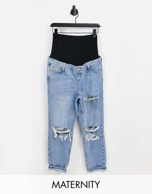 Vaqueros mom rasgados con diseño descolorido de Topshop Maternity