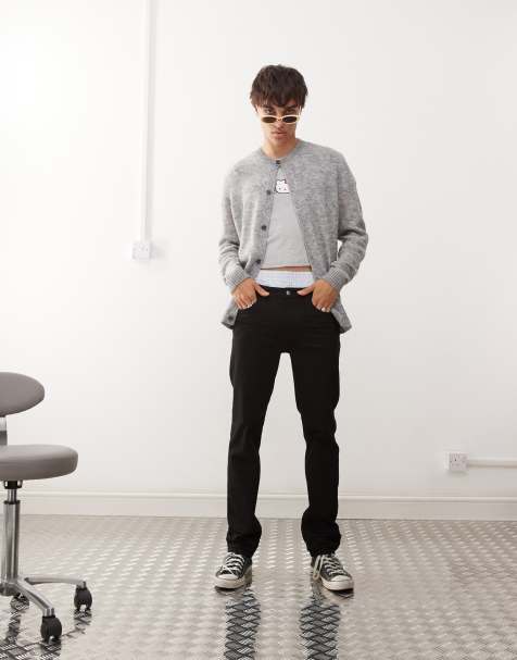 Vaqueros muy elásticos de corte pitillo con lavado aclarado negro Sleeze de Cheap Monday - view 1