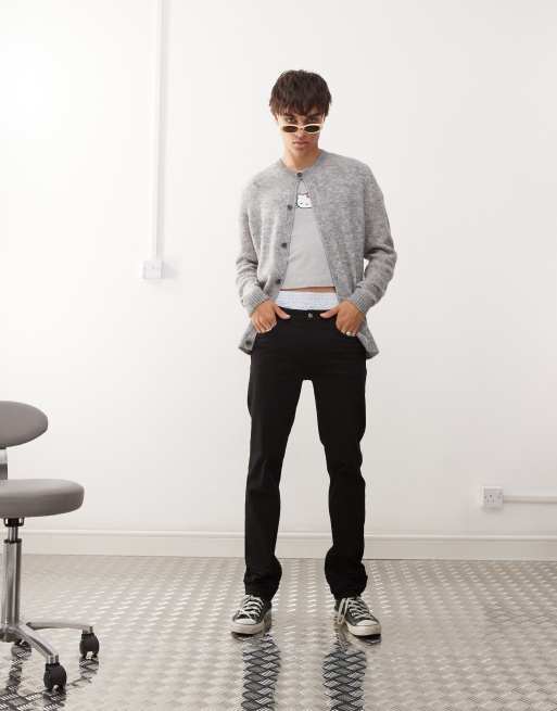 Vaqueros muy elásticos de corte pitillo con lavado aclarado negro Sleeze de Cheap Monday