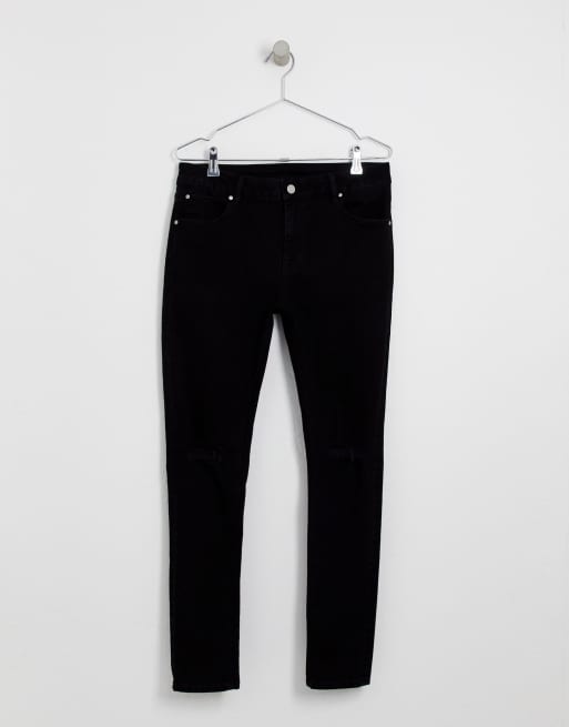 Vaqueros muy elásticos en negro con rotos en la rodilla Spray On de ASOS DESIGN, 3 de 4