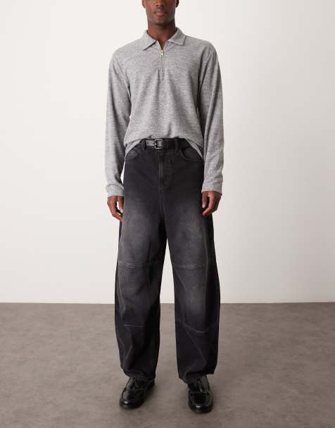 Vaqueros negro lavado de corte cocoon de ASOS DESIGN - view 1