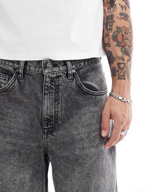 Vaqueros negro lavado de corte muy holgado con diseño muy rasgado de ASOS DESIGN, 4 de 5