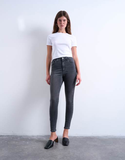 Vaqueros negro lavado de corte pitillo y talle alto Jamie de Topshop, 2 de 7