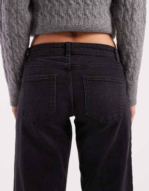 Vaqueros negro lavado de talle bajo y pernera ancha Judy de ONLY Petite, 4 de 5