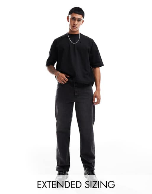 Vaqueros negro lavado elásticos de pernera recta de ASOS DESIGN