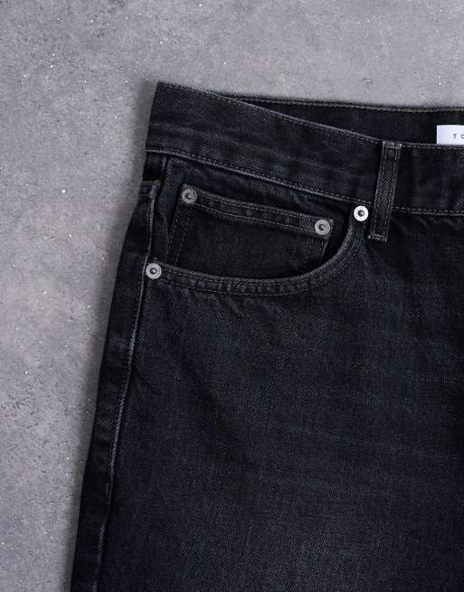 Vaqueros negro lavado rígidos de corte recto de Topman, 5 de 7