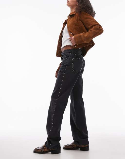 Jeans Rectos Mango Pantalones Negros Mujer Vaqueros Negros Con