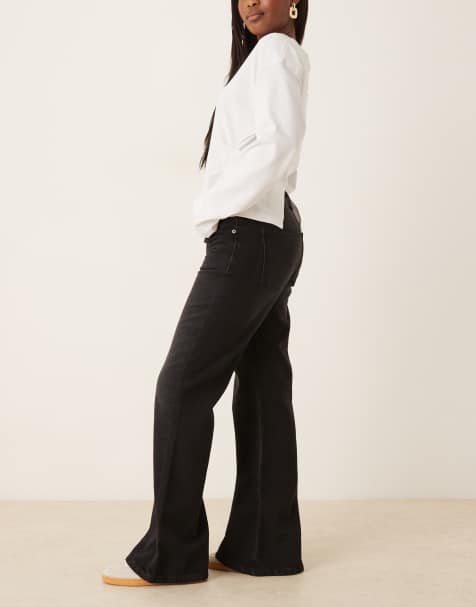 Vaqueros negros de corte acampanado holgado de ASOS DESIGN - view 1