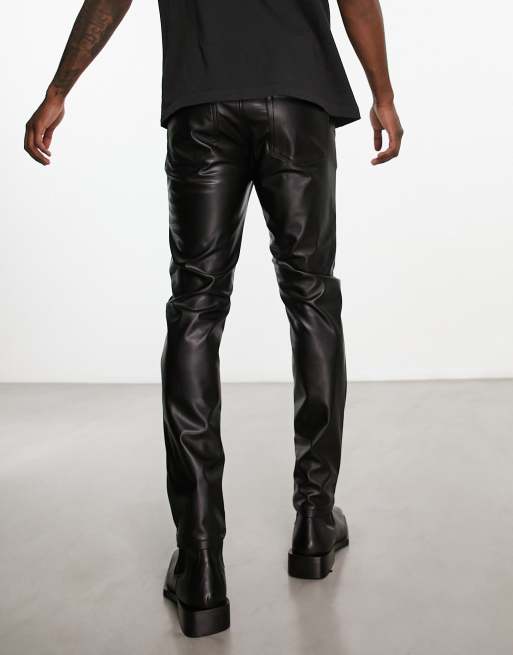 Vaqueros negros de corte pitillo con cordones de tejido efecto cuero de ASOS DESIGN, 2 de 4