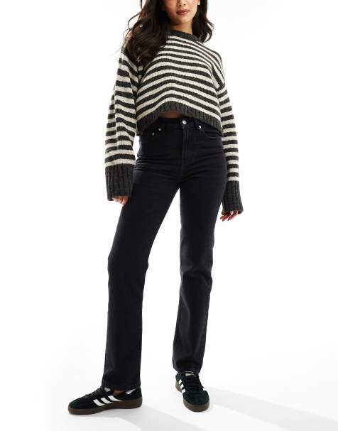 Vaqueros negros de corte recto slim y talle alto de ASOS DESIGN - view 1
