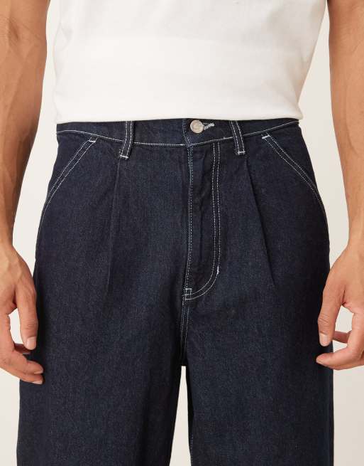 Vaqueros negros de corte tapered holgado con detalle de pinzas de ASOS DESIGN, 5 de 5