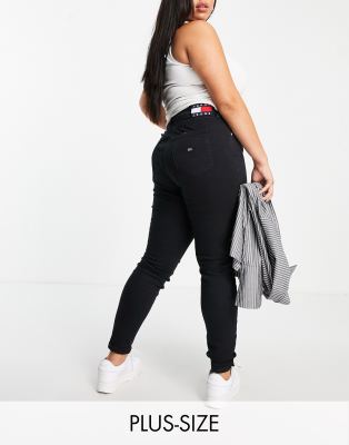 Vaqueros negros de talle alto y corte superpitillo de Tommy Jeans Plus