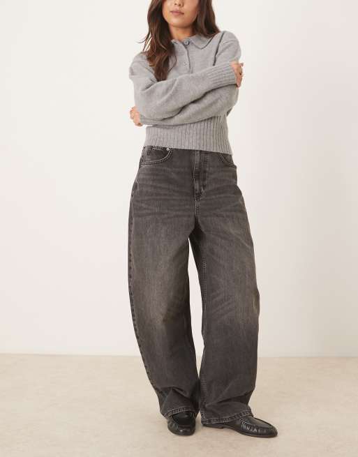 Vaqueros negros de talle alto y pernera barrel de ASOS DESIGN