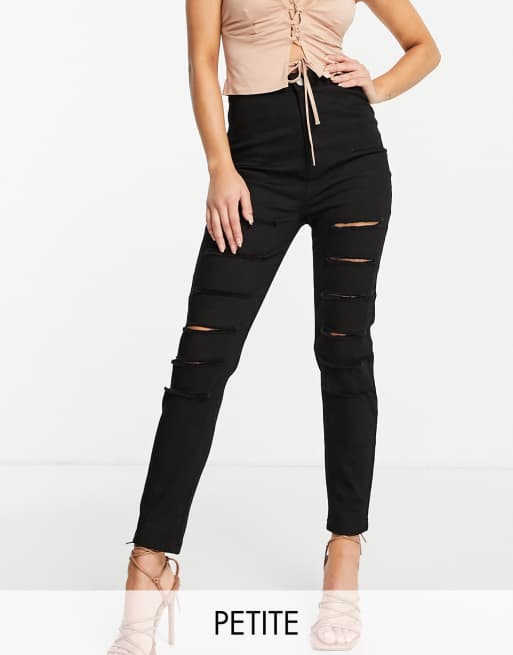 Vaqueros negros desgastados de corte pitillo de I Saw It First Petite