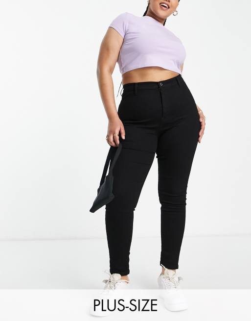 Vaqueros negros elásticos de corte pitillo y talle alto de estilo disco Chloe de DTT Plus 
