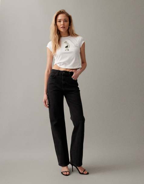 Vaqueros negros elásticos y cómodos de pernera recta de ASOS DESIGN - view 1