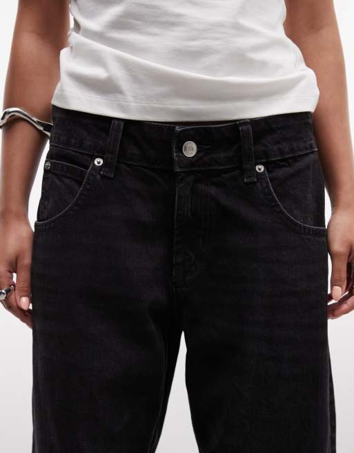 Vaqueros negros holgados de talle bajo de ASOS DESIGN Petite, 4 de 5