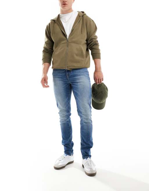 Vaqueros pitillo azules oscuros lavados de ASOS DESIGN