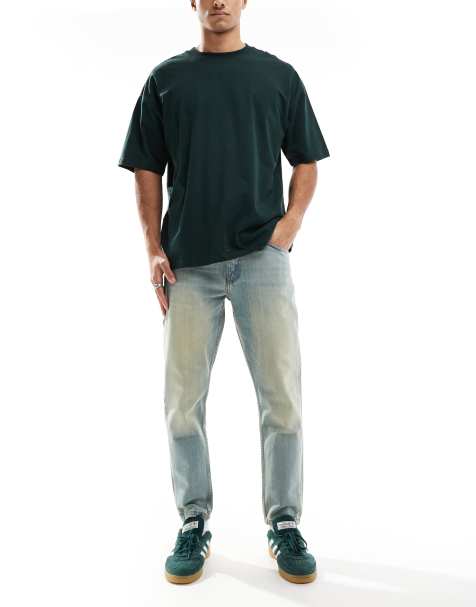 Vaqueros rígidos de corte tapered con lavado azul claro vintage de DTT - view 1