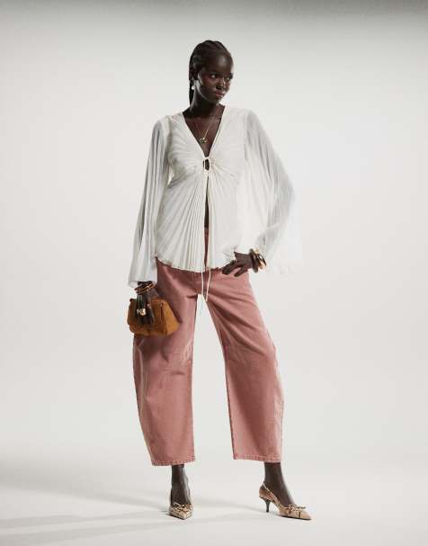 Vaqueros rosa atardecer de pernera barrel y talle medio Good Luck de Free People - view 1