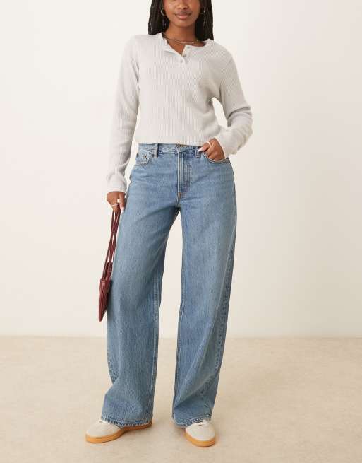 Vaqueros sueltos de talle alto con lavado claro de Abercrombie & Fitch