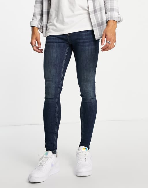 Vaqueros superpitillo con lavado oscuro de Topman 