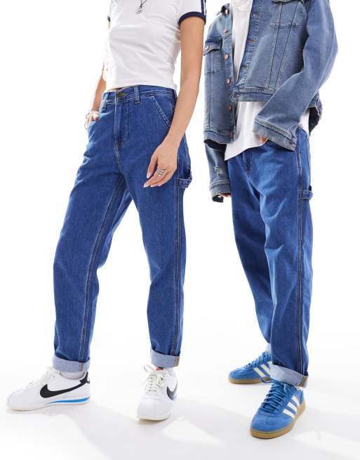 Vaqueros unisex de estilo carpintero de corte tapered con lavado medio de Lee