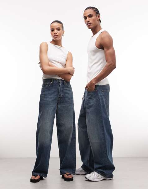 Vaqueros unisex de talle bajo y corte holgado con lavado azul desgastado Astro de Weekday - view 1