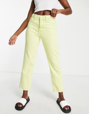 Mango straight leg jeans in lime green - ASOS Price Checker