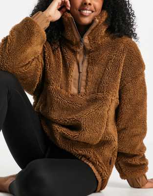 Varley appleton sherpa sweatshirt in brown