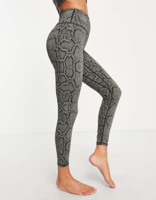 Varley Varley let's go high waisted compression leggings in snake print-Grey