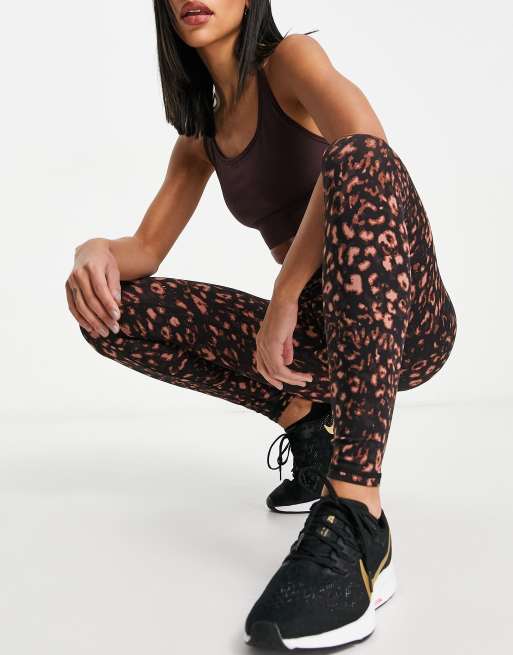 Varley Luna Leggings Women's Size Medium Brown Black Leopard Print