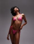 [VDM The Label] VDM check print reversible tie side bikini bottoms in sherbet pink M Sherbet